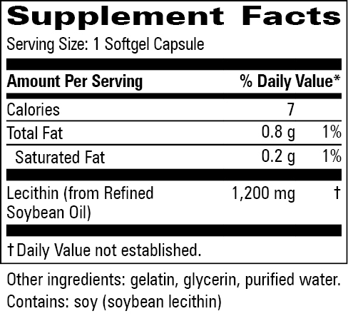 Lecithin Capsules Supplement Facts Label