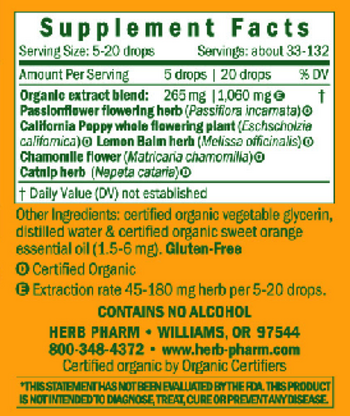 Kids Fast Asleep Alcohol Free Supplement Facts Label