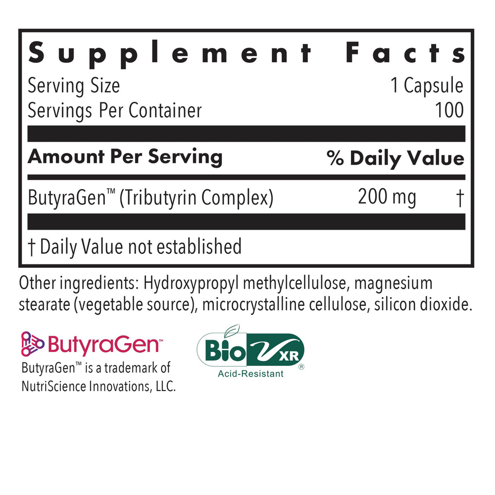 ButyrEn™ Supplement Facts Label