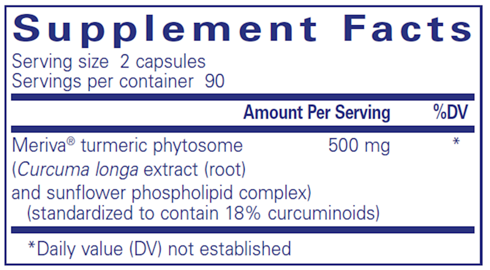 CurcumaSorb Supplement Facts Label