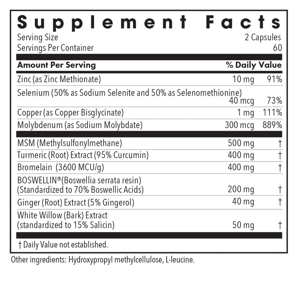 InflaMed Supplement Facts Label