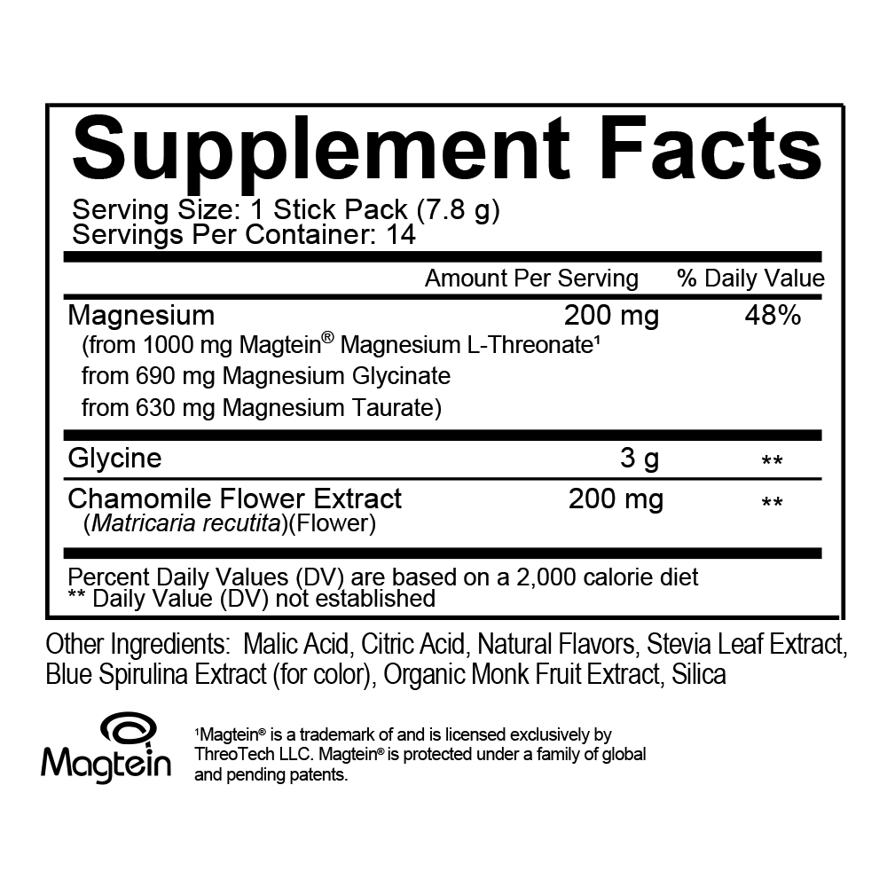 Magtech Sleep Supplement Facts Label