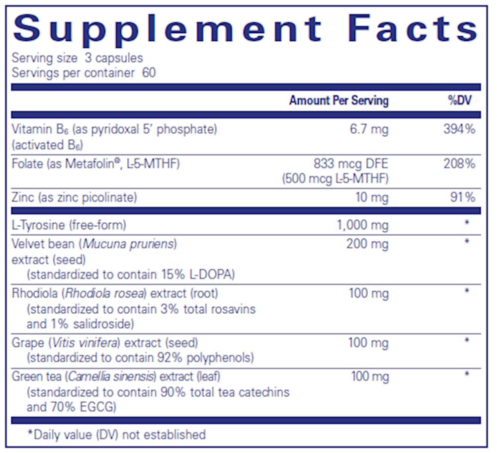 DopaPlus Supplement Facts Label