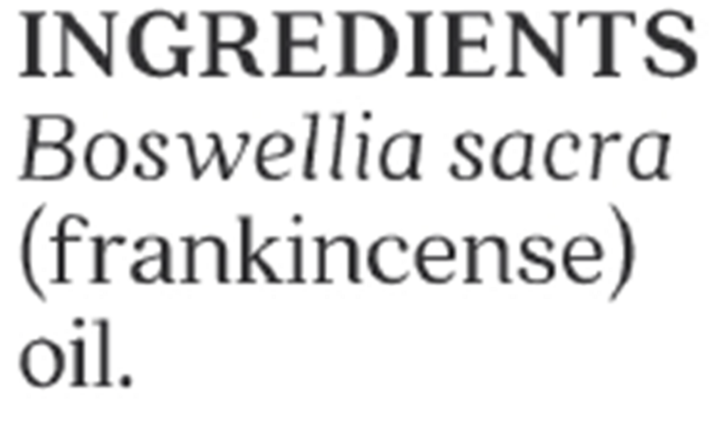 Frankincense Essential Oil Supplement Facts Label