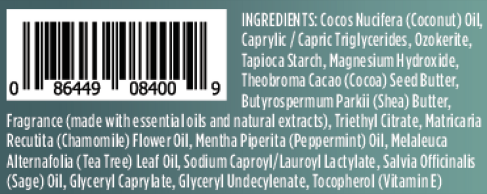 Magnesium Enriched Cucumber & Mint Deodorant Stick Supplement Facts Label