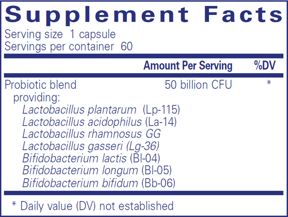 Probiotic 50B Supplement Facts Label