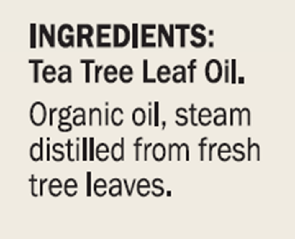 BACKORDER ONLY - Organic Tea Tree Essential Oil Supplement Facts Label
