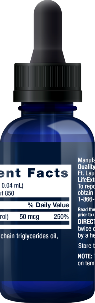 Liquid Vitamin D3 (Mint) Supplement Facts Label
