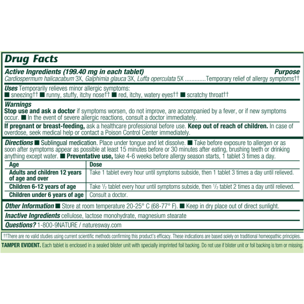 Allergiemittel AllerAide Supplement Facts Label