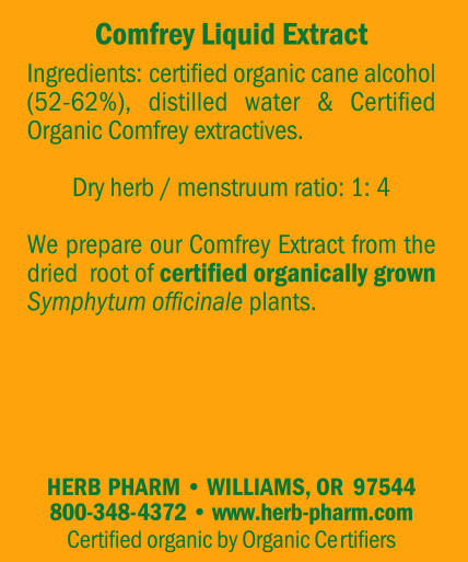Comfrey/Symphytum officinale Supplement Facts Label