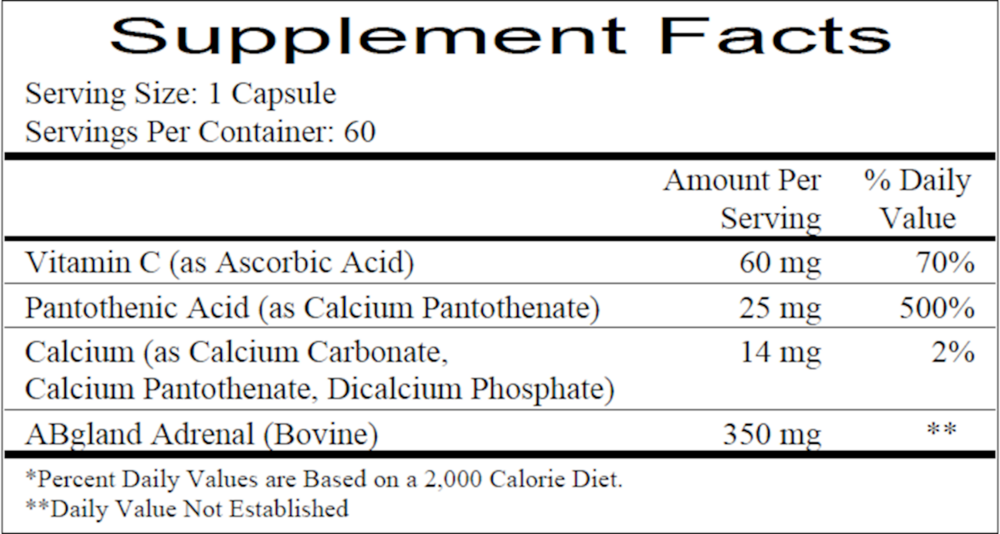 Cortol Ace Supplement Facts Label