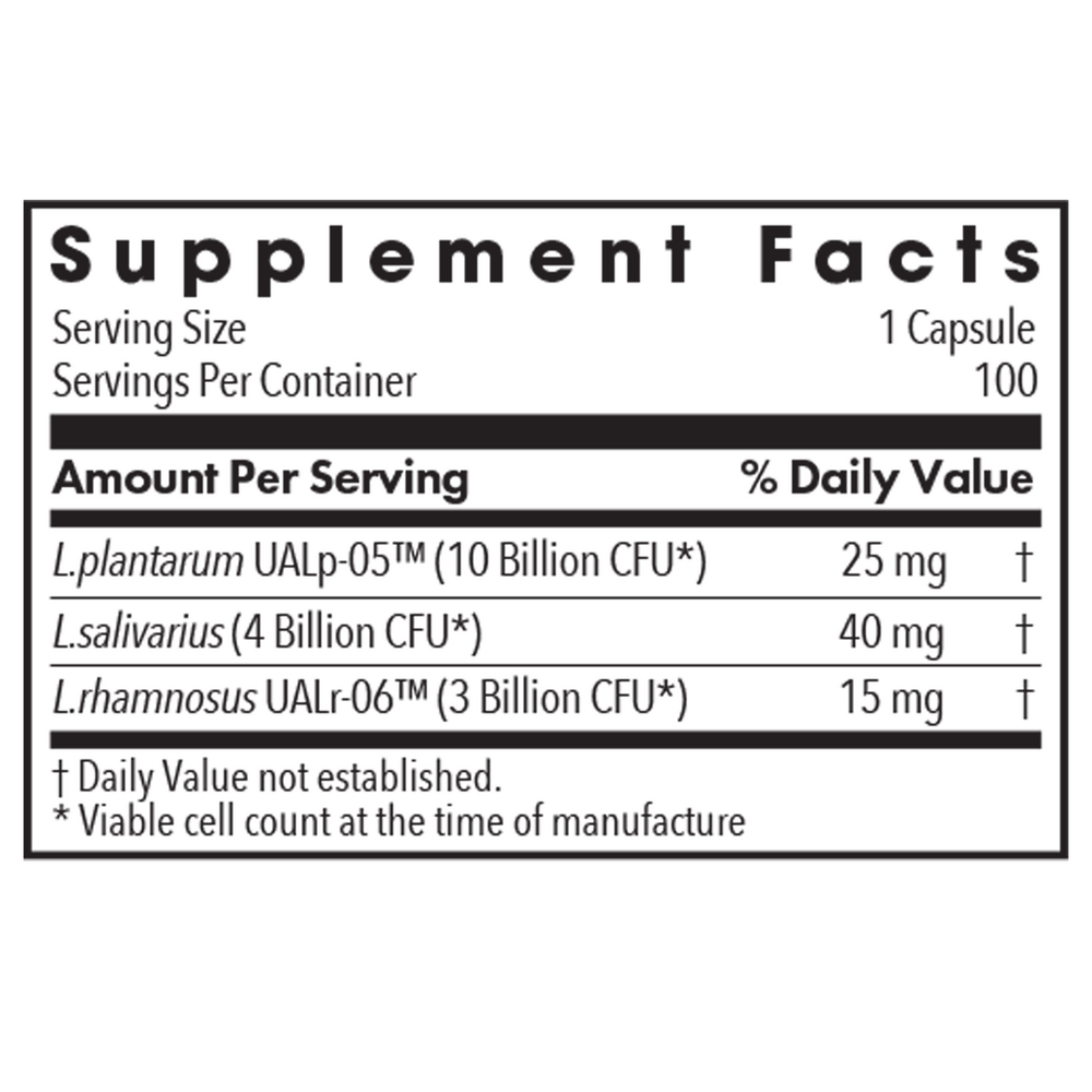 Lactobacillus Supplement Facts Label