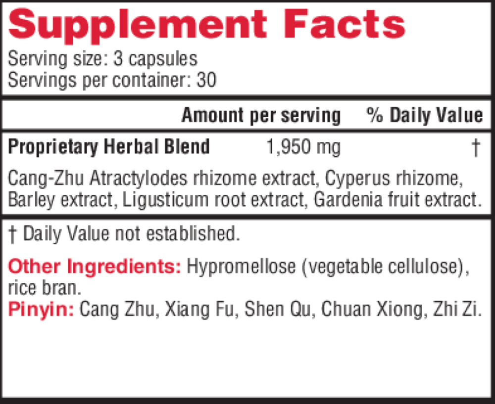 Escape Restraint Supplement Facts Label