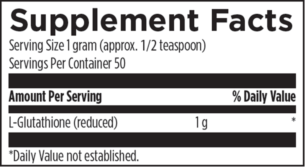 L-Glutathione Power™ Supplement Facts Label
