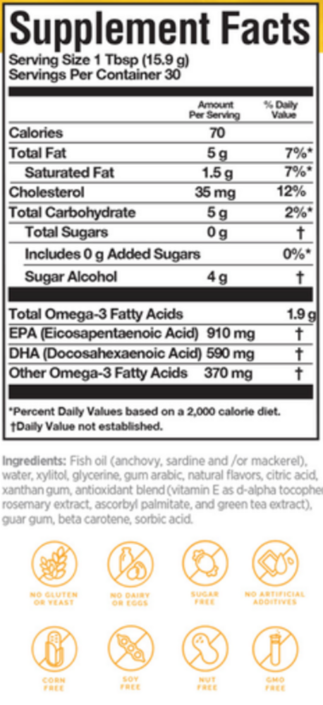 Omega 3 Power Squeeze Supplement Facts Label