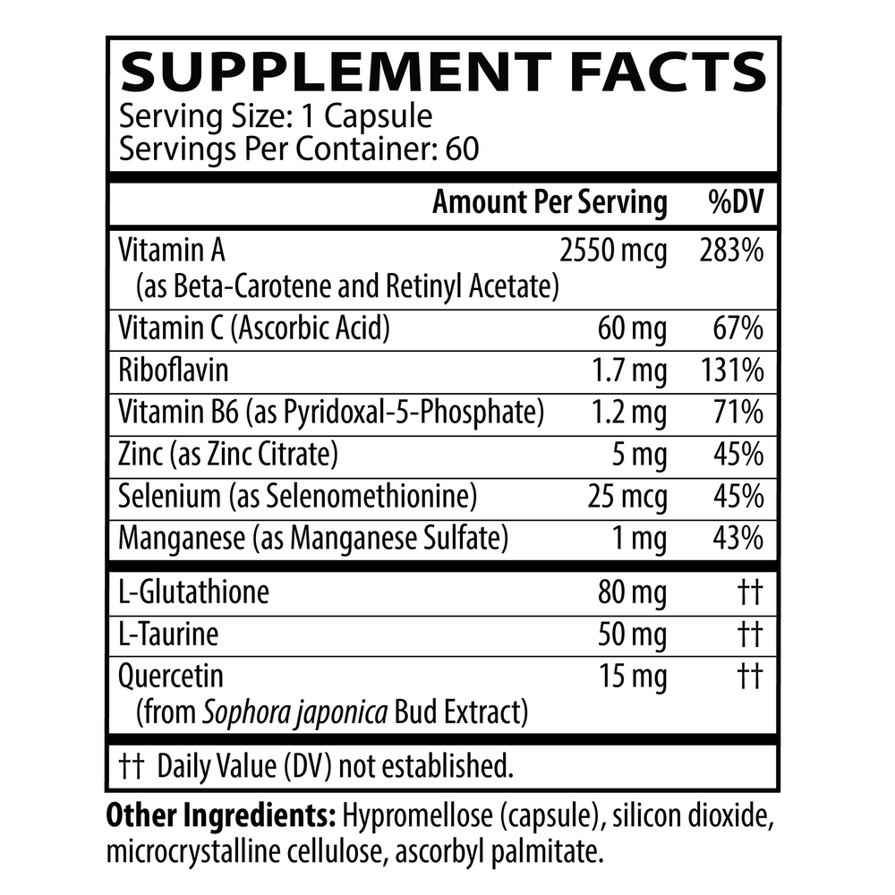 Glutathione Ultra Complex Supplement Facts Label