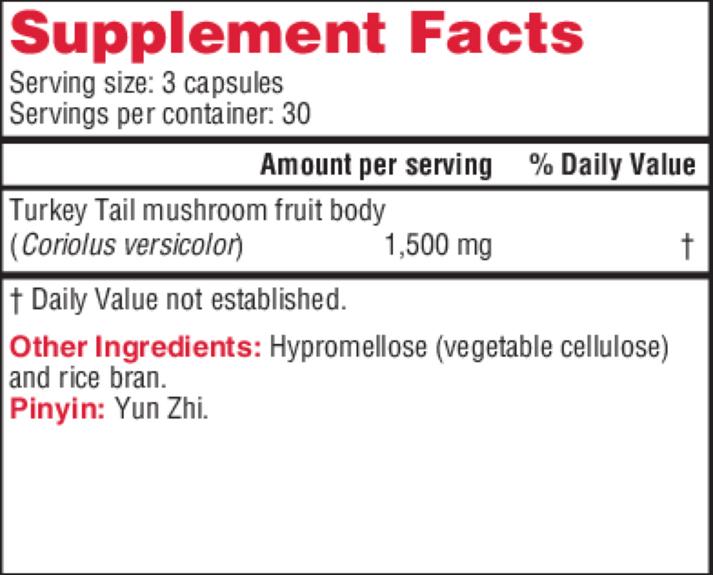 Coriolus PS Supplement Facts Label