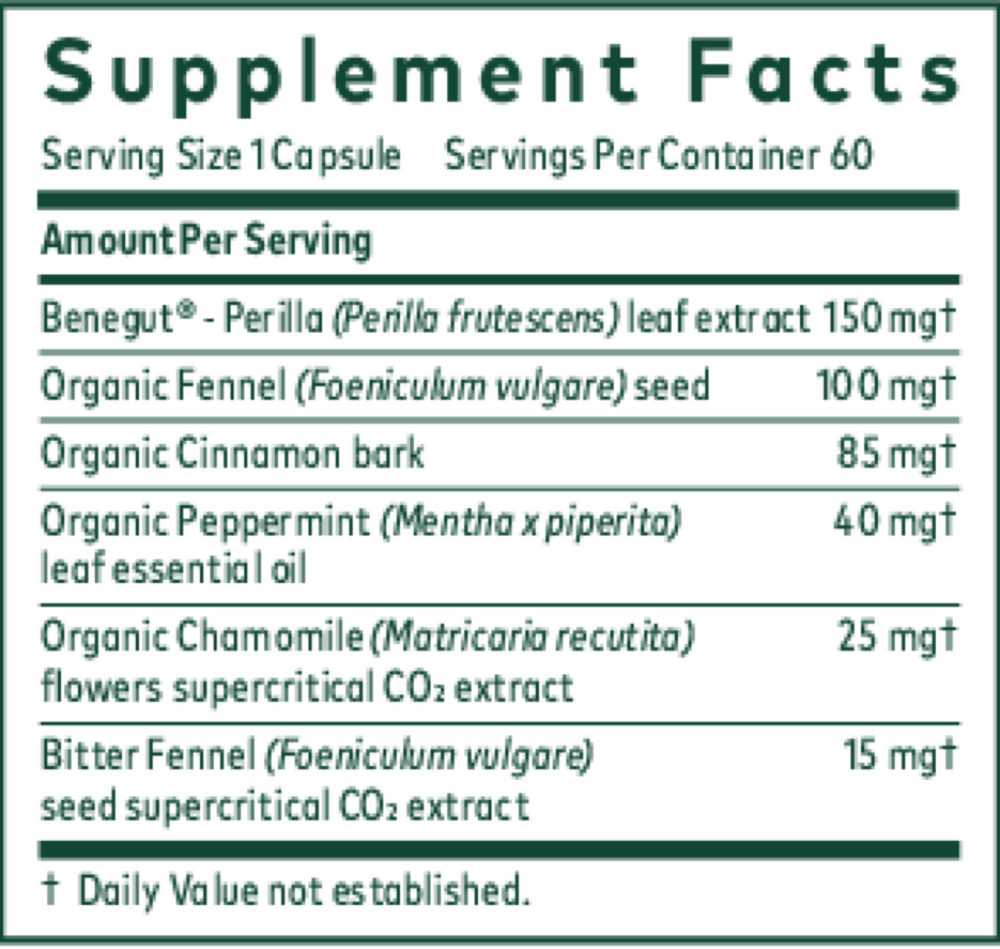 GI BFF Supplement Facts Label