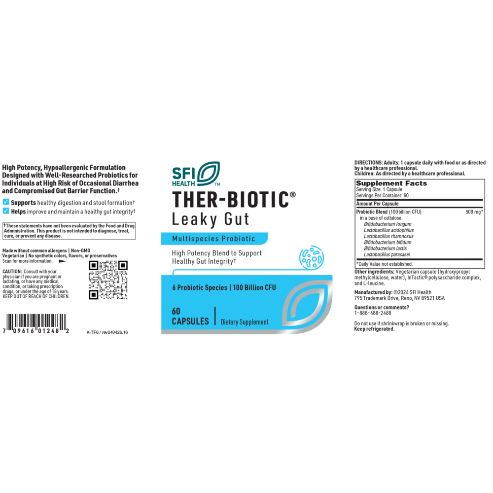Ther-Biotic Leaky Gut (Factor 6) Supplement Facts Label