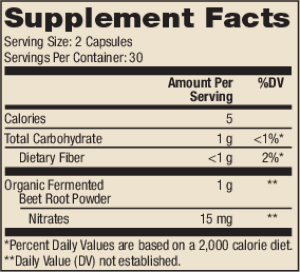Organic Fermented Beets Supplement Facts Label
