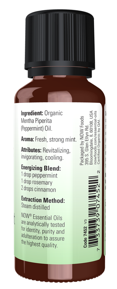 Peppermint Oil Organic 1 fl. oz. Supplement Facts Label