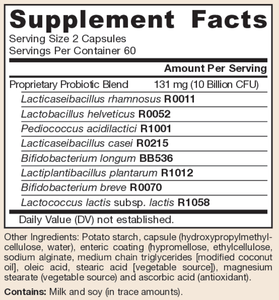 Jarro-Dophilus EPS 10 Billion 120 Count Supplement Facts Label