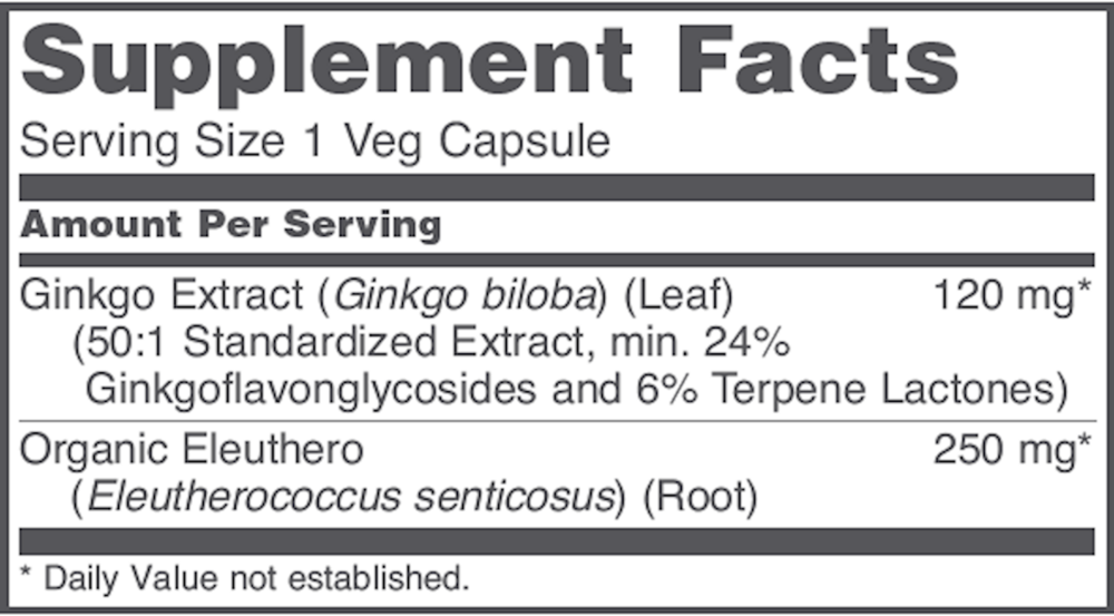 Ginkgo Biloba 120 mg Supplement Facts Label