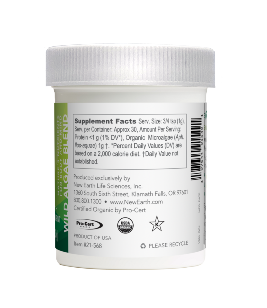 Wild Algae Blend Supplement Facts Label