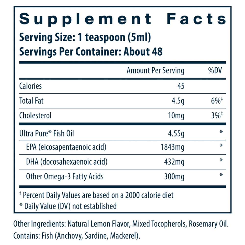 Ultra Pure Fish Oil 2600 Supplement Facts Label