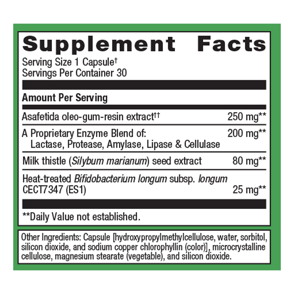UltraFlora Night Rest & Digest Postbiotic Supplement Facts Label
