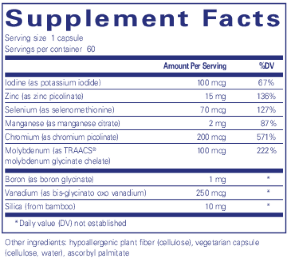 Trace Minerals Supplement Facts Label