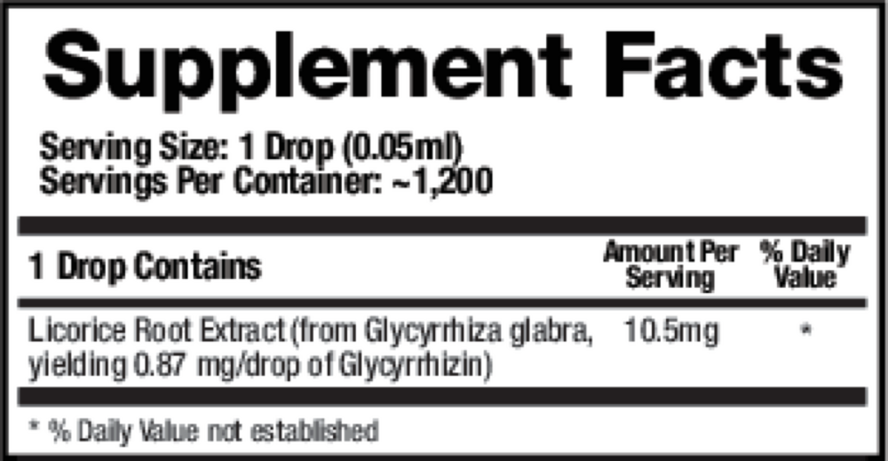 Licorice Root Supplement Facts Label