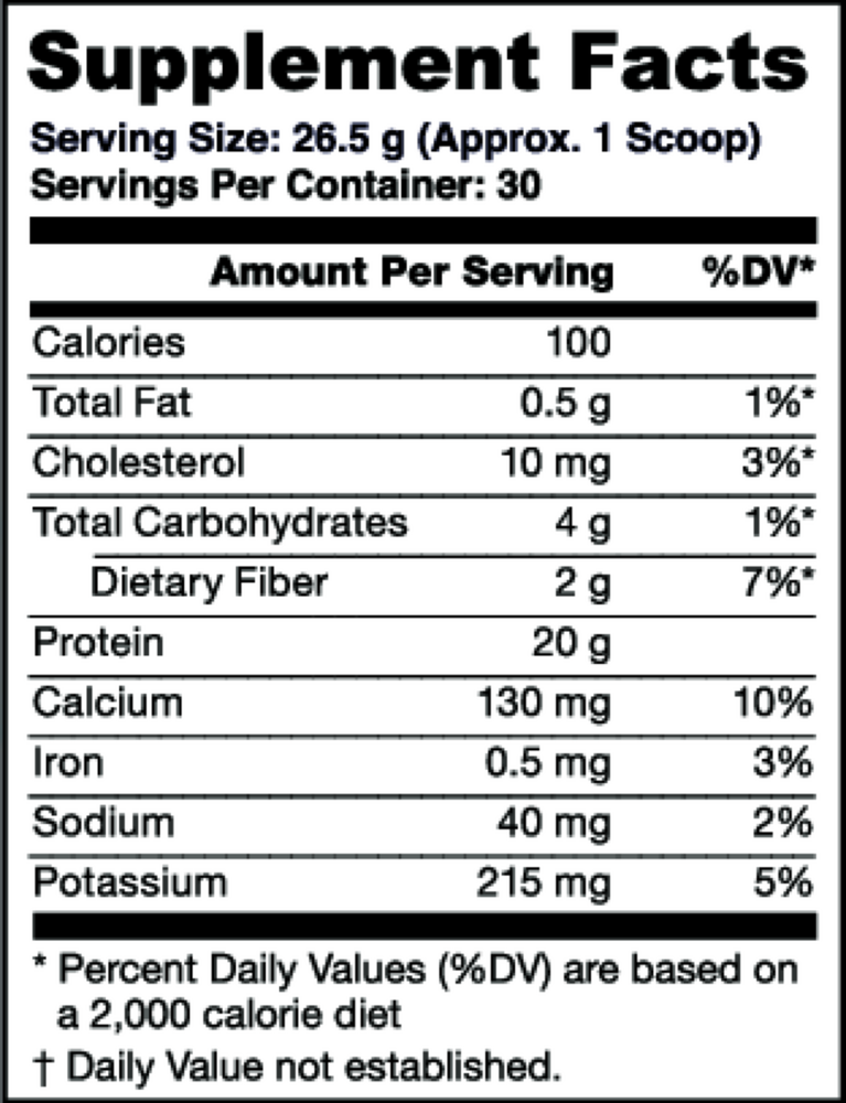 Dream Protein Chocolate 720g Supplement Facts Label