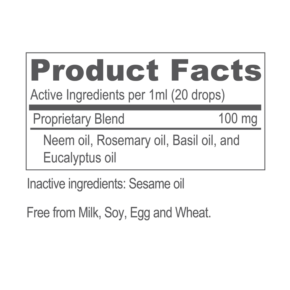 Pet Neem Ear & Skin Drops Supplement Facts Label