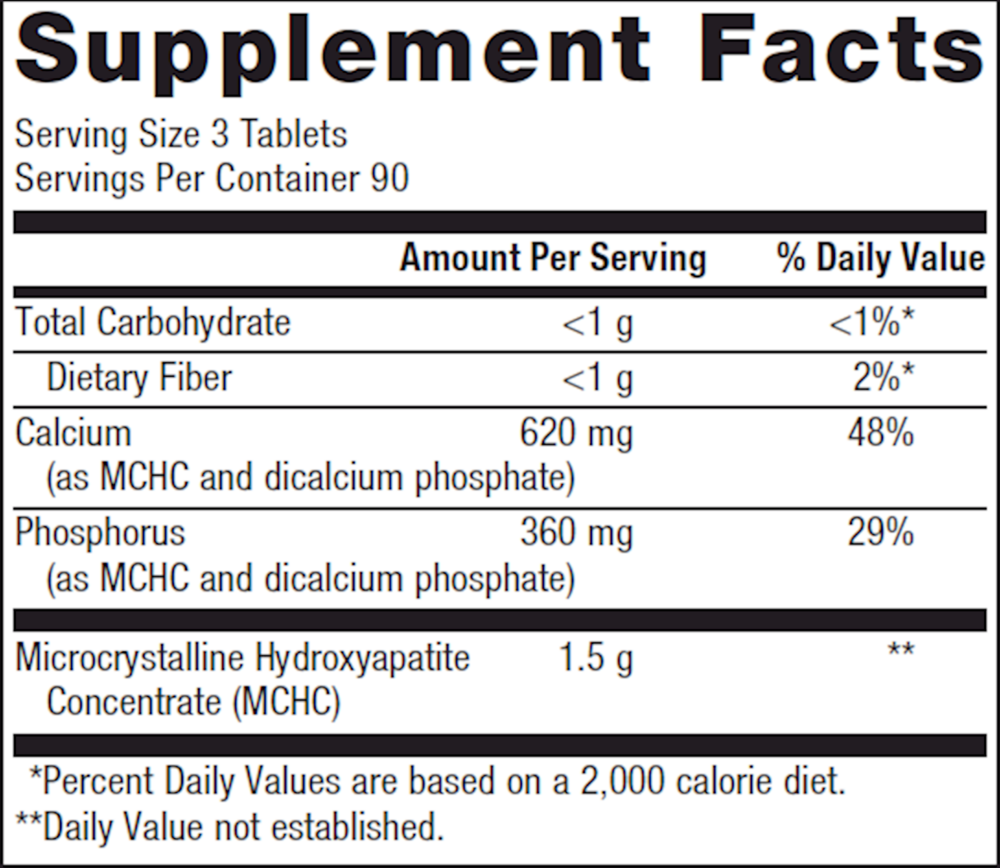 Bone Builder Supplement Facts Label
