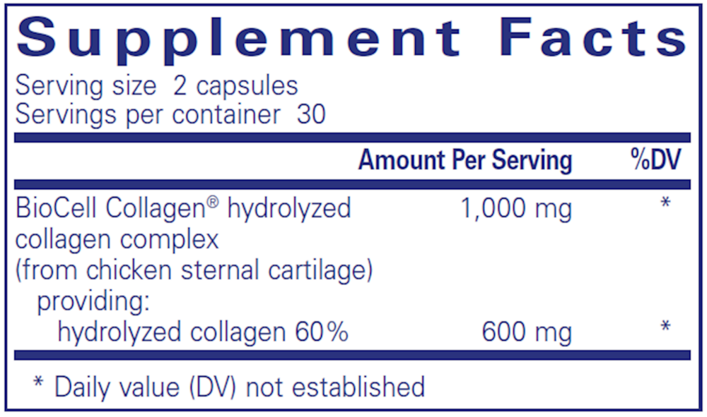 Collagen JS 60 Count Supplement Facts Label