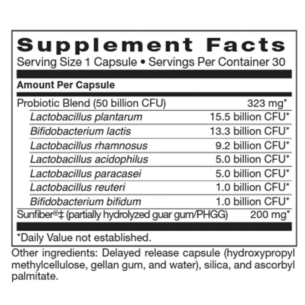Biotic Supreme 50 Supplement Facts Label