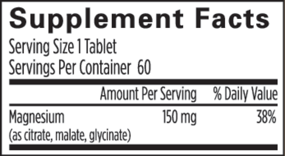 Magnesium Chewable Supplement Facts Label