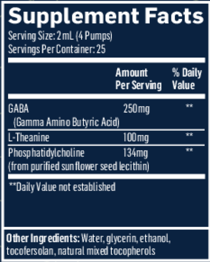 GABA with L-Theanine Supplement Facts Label