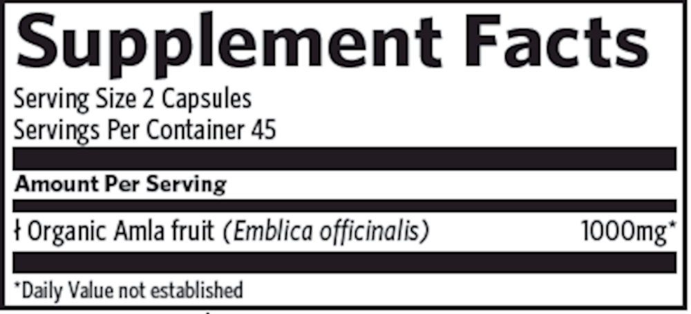 BACKORDER ONLY - Amla Supplement Facts Label