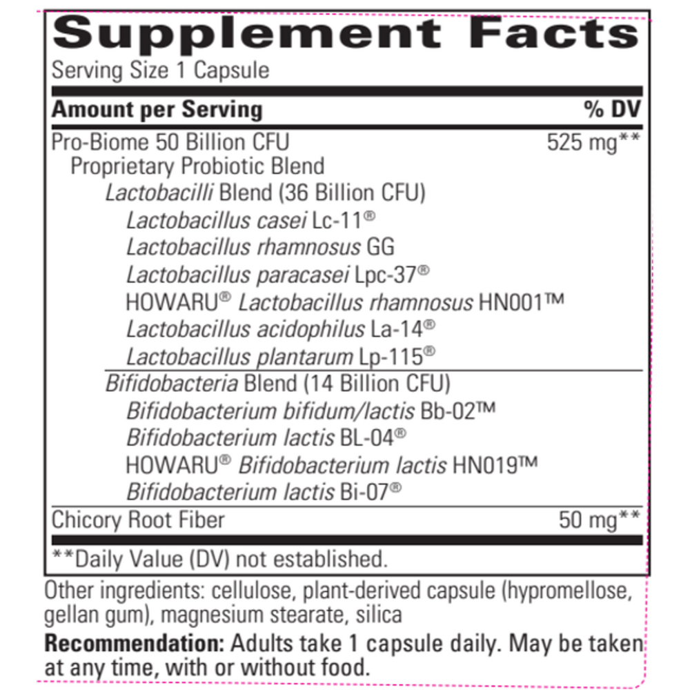 Pro-Biome Supplement Facts Label