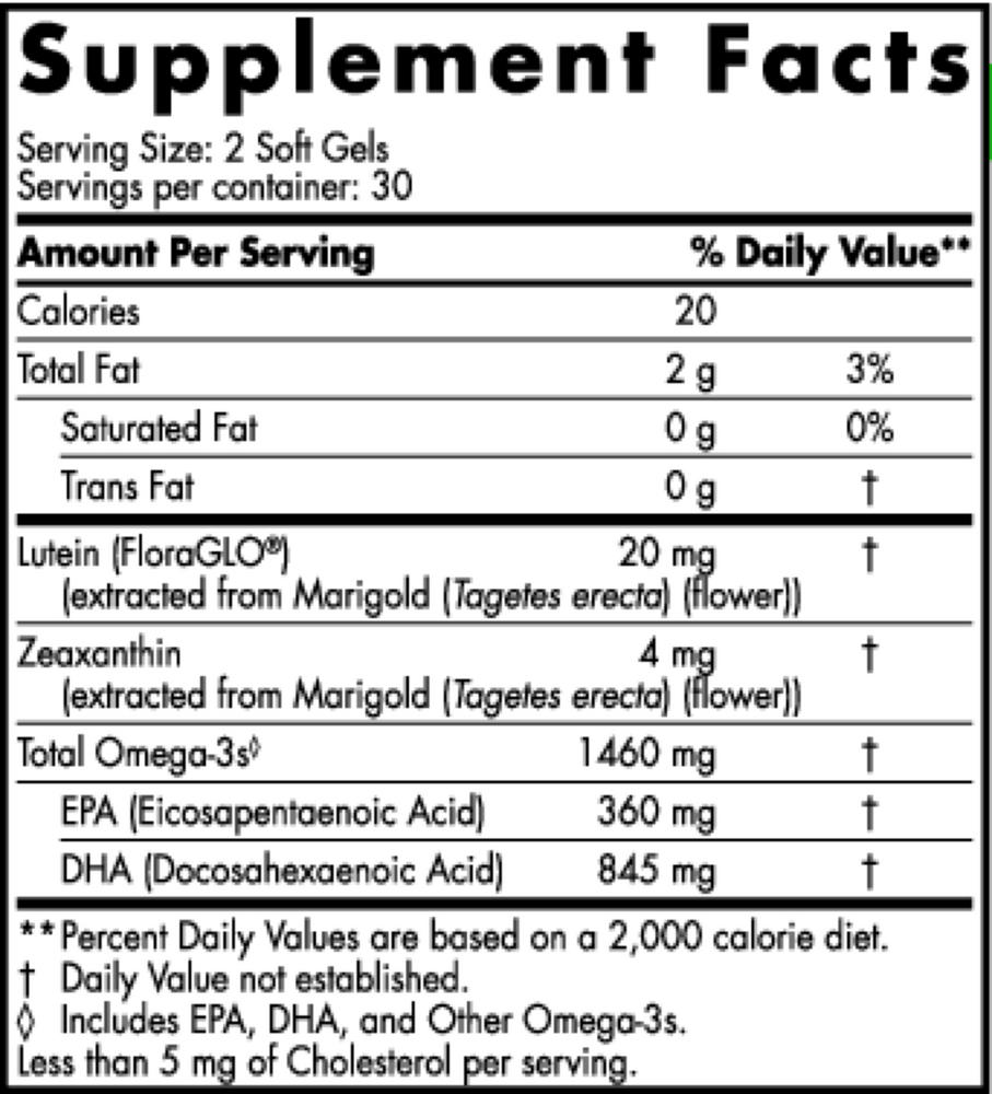 ProDHA Eye Soft Gels Supplement Facts Label