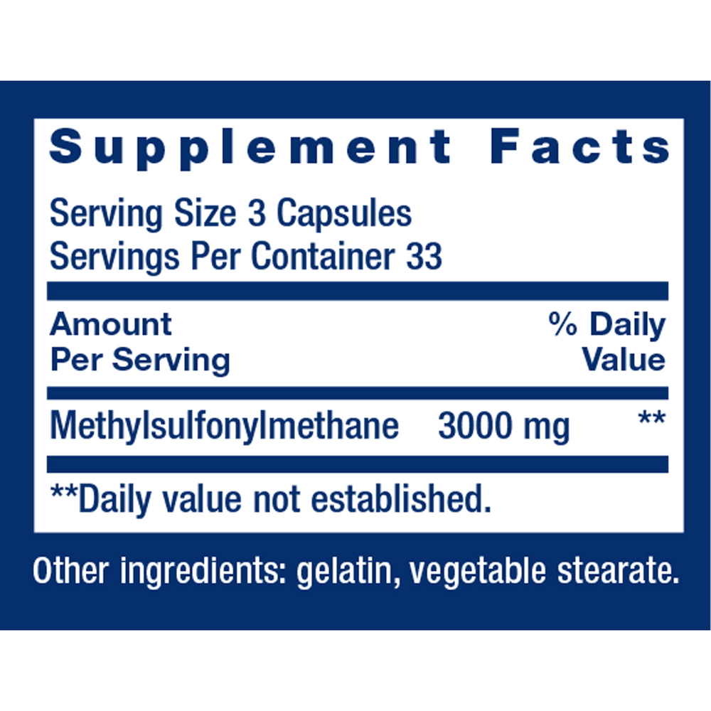 MSM Supplement Facts Label