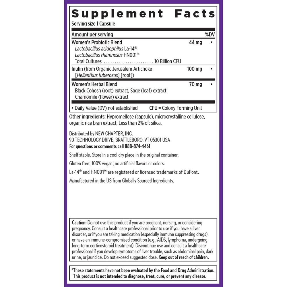 All Flora Probiotic Menopause Balance Supplement Facts Label