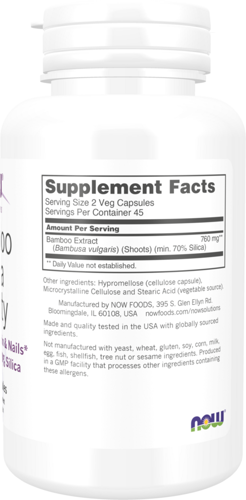 Bamboo Silica Beauty Supplement Facts Label