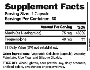 Pregnenolone Plus Supplement Facts Label