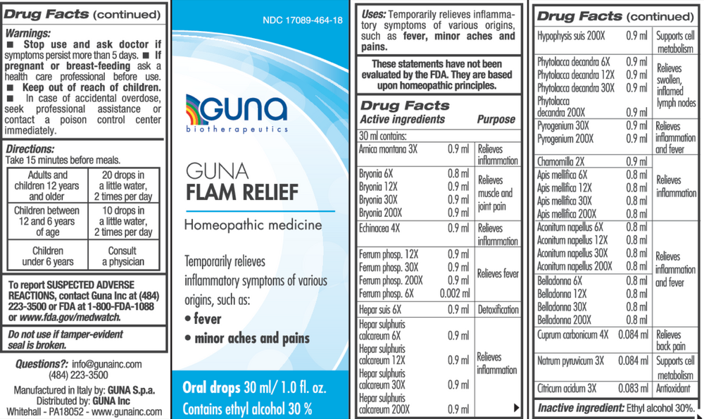 Guna Flam Relief Supplement Facts Label