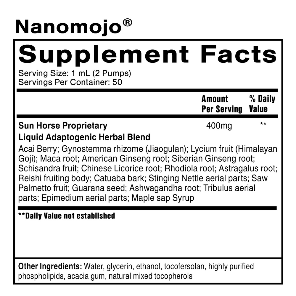 NanoMojo® Supplement Facts Label