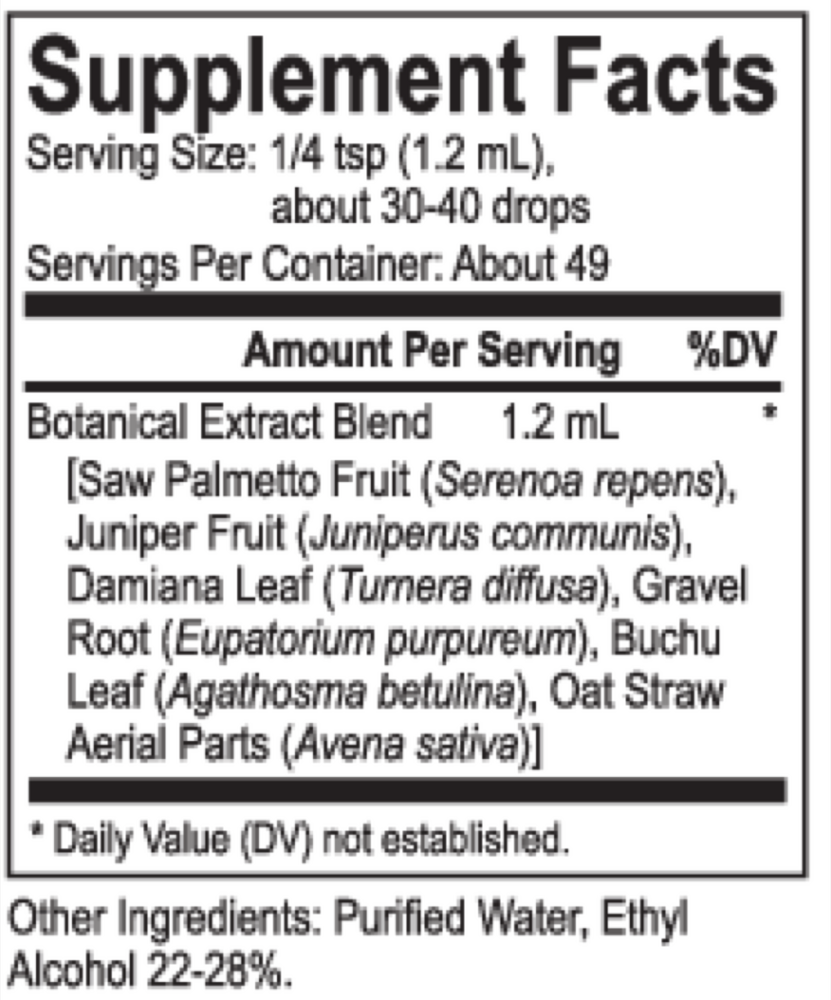 Core Saw Palmetto Blend Supplement Facts Label