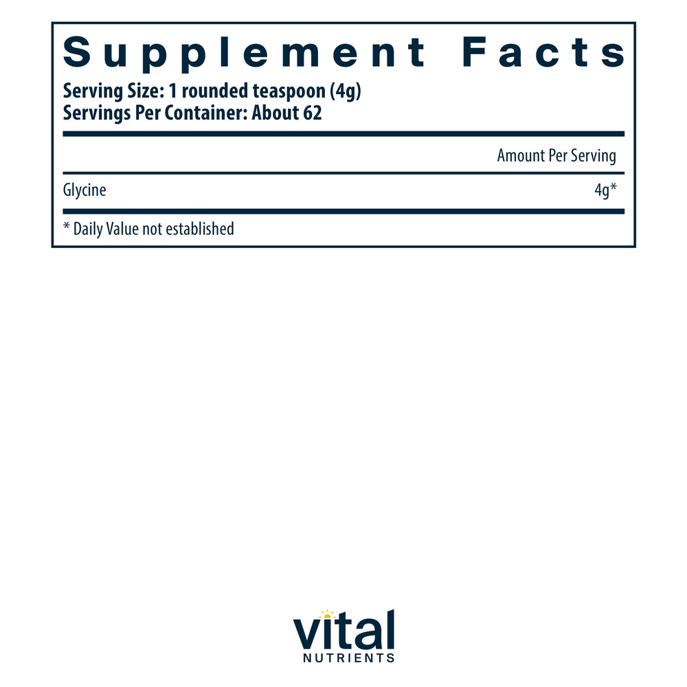 Glycine Powder Supplement Facts Label